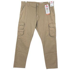 NWT Wrangler Men's Stretch Brown Cargo Pants Size 40x32 Regular Fit Tapered Leg